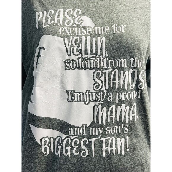 Bella Canvas Biggest Fan Football Mom T-Shirt~Size L~Grey/White Proud Mama L9 11 - Picture 2 of 7